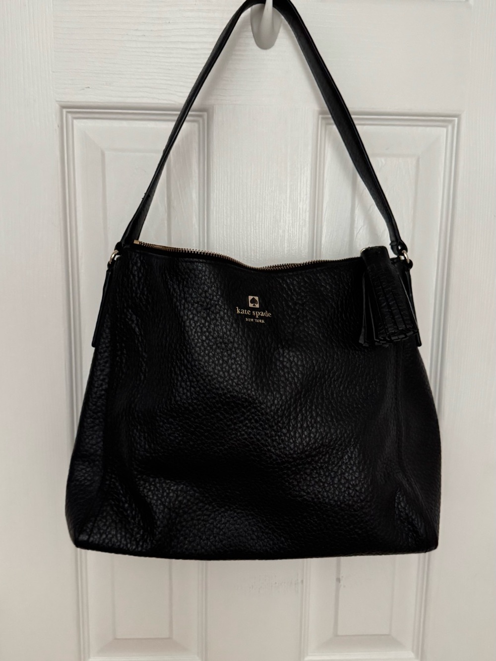 kate spade Black Pebbled Leather Hobo Shoulder Bag